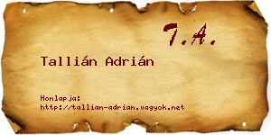 Tallián Adrián névjegykártya